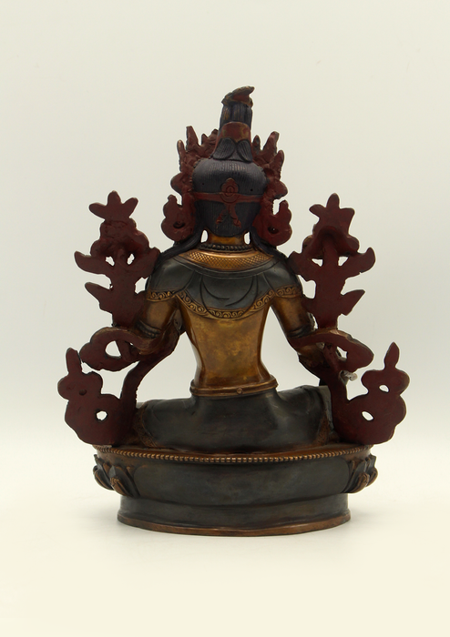 Copper Oxydized  Green Tara Statue 8" H