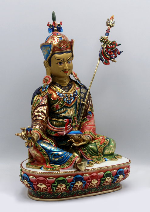 MASTER PIECE 24 K  GOLD HANDPAINTED GURU PADMASAMBHAVA  14"H RAJMUNI ARTS