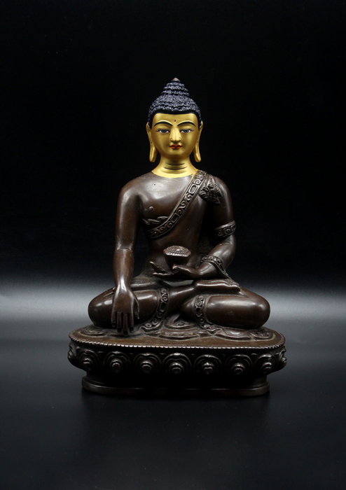 Copper Shakyamuni Buddha Statue 7"H