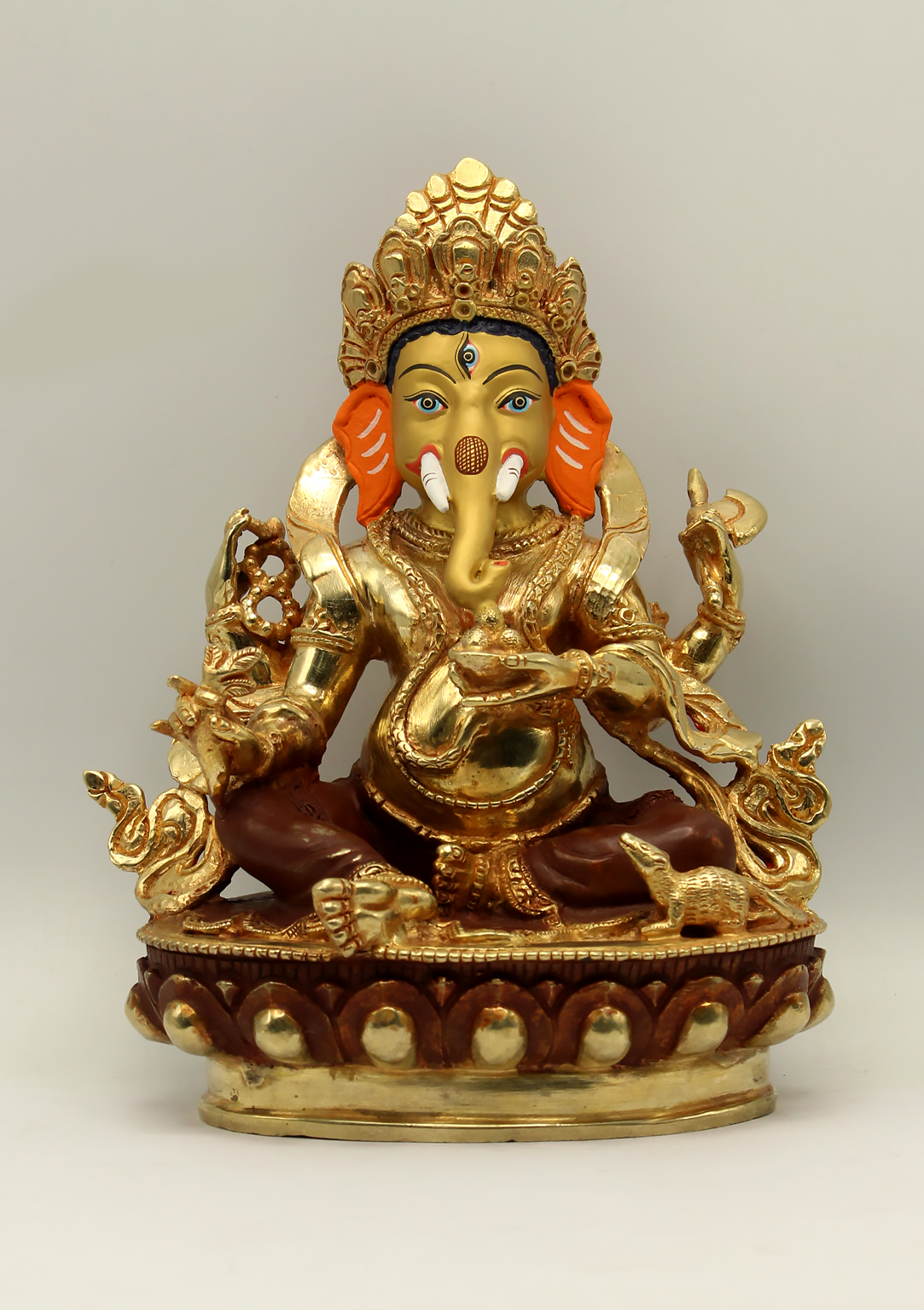 Partly Gold Plated Four Armed Ganesh Statue 8