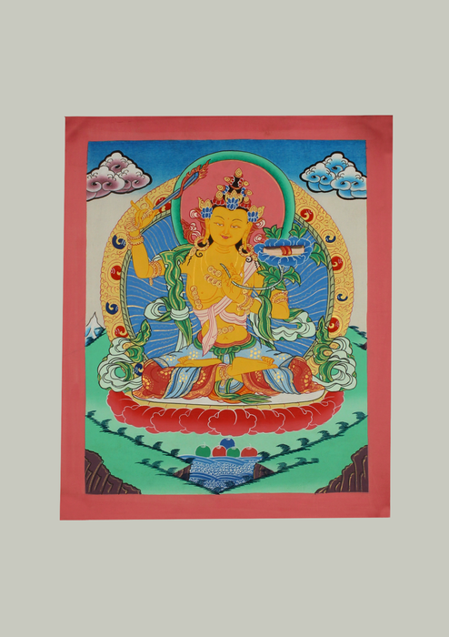 Manjushree Painted Tibetan Thangka Painting