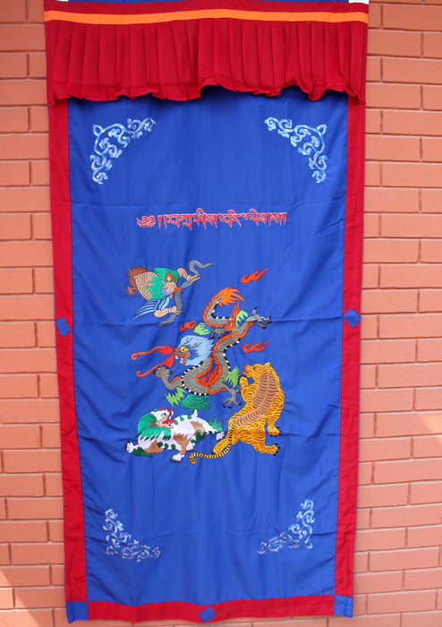 Tibetan Dragon Malakh and Tiger Cotton Curtain