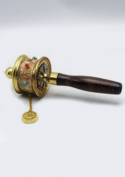 Golden Color Tibetan Handheld Prayer Wheel