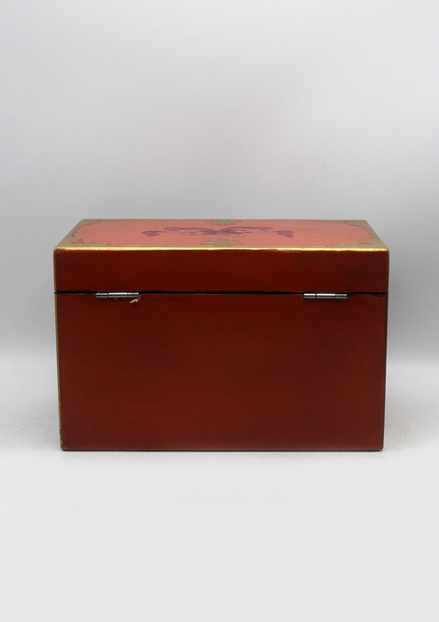 Cheppu Orange Handpainted Tibetan Wooden Box 12"