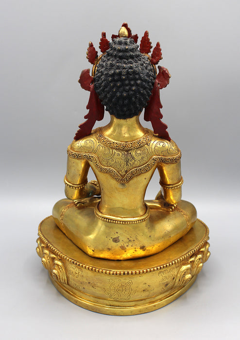 Gold Plated Crowned Shakyamuni Buddha Statue