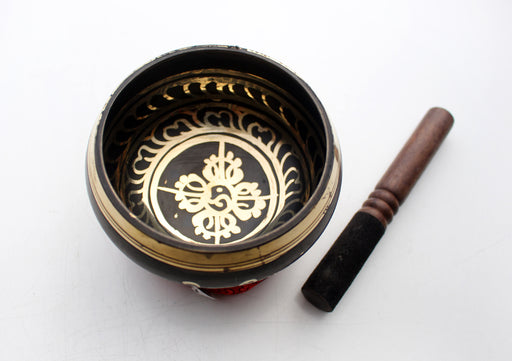 Brown Hand Painted Double Dorjee Singing Bowl - nepacrafts