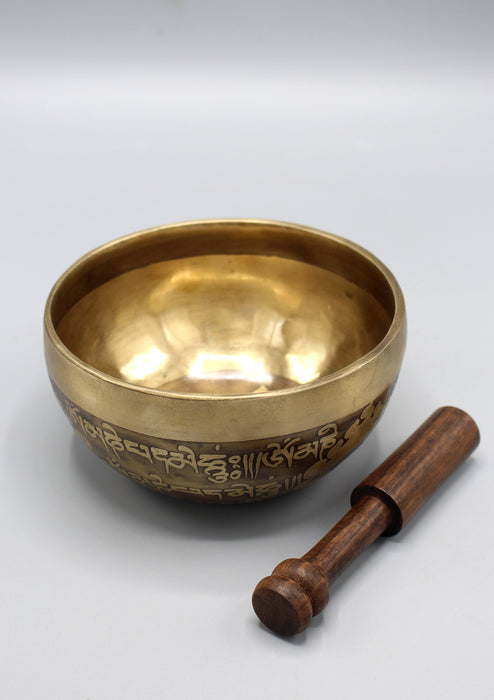 Hindu Om and Mantras Etching Tibetan Singing Bowl - nepacrafts