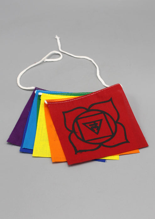 Seven Chakra Symbol Cotton Prayer Flags - nepacrafts