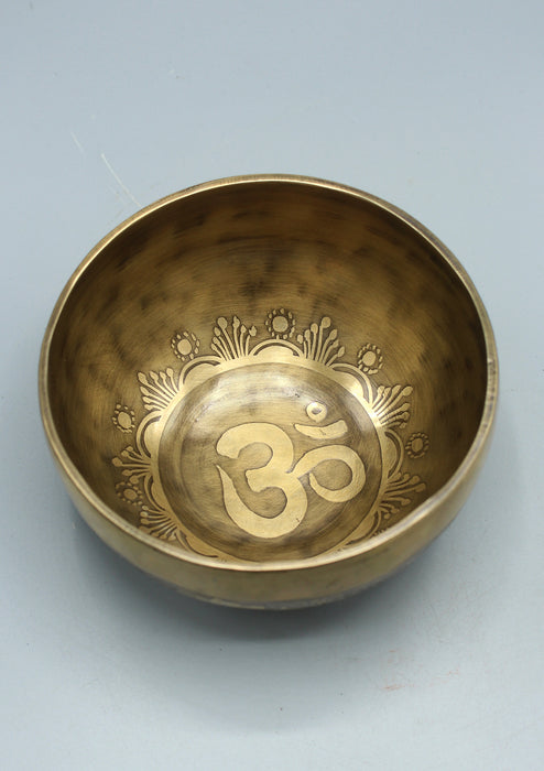 Hindu Om and Mantras Etching Tibetan Singing Bowl