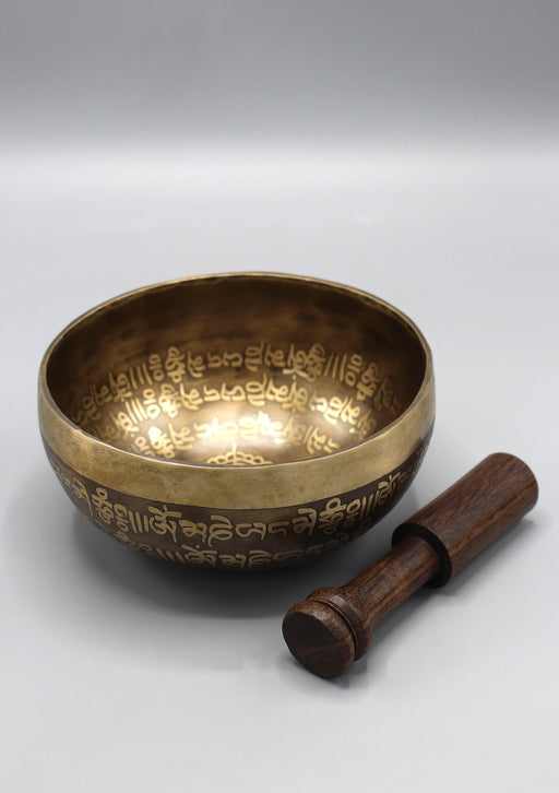 Tibetan Mantras Carving Double Dorjee Singing Bowl - nepacrafts