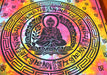 Cotton Fabric Buddha with Tibetan Om Printed Wall Hanging Tapestry - nepacrafts