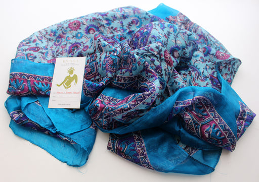 Summer Silk Square Scarves Printed with Colorful Pattern - nepacrafts