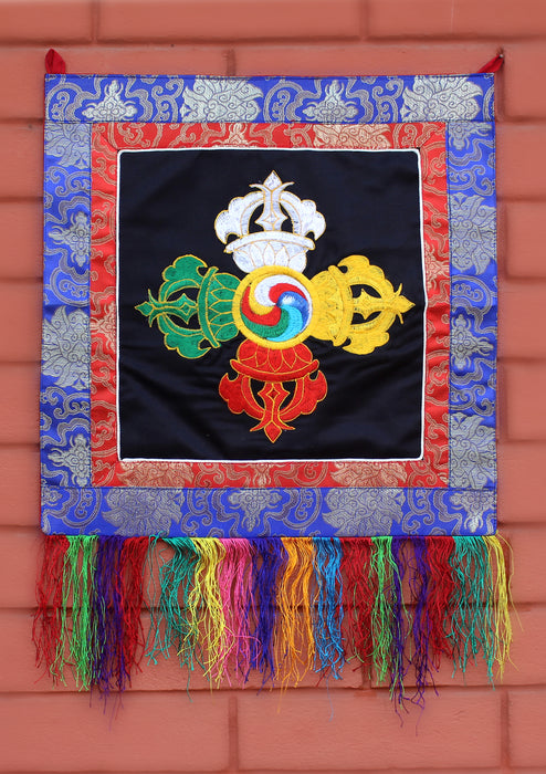 Double Dorjee Tibetan Hanging Banner - nepacrafts