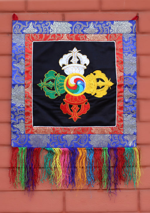 Double Dorjee Tibetan Hanging Banner - nepacrafts