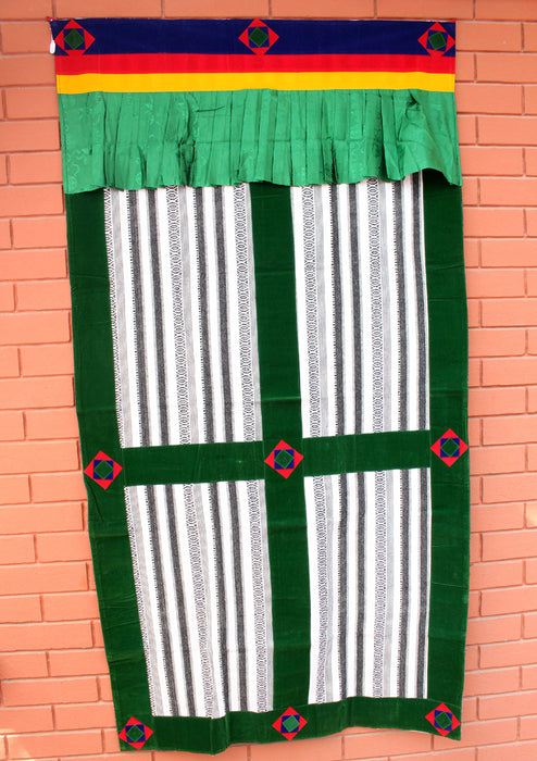 Hand Woven Bhutanese Fabric with Velvet Border Door Curtain Cover - nepacrafts