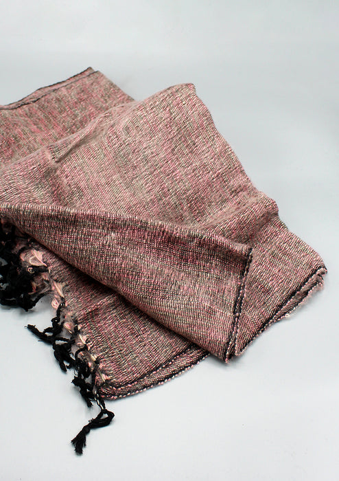 Himalayan Gray Pink Yak Wool Shawl Handmade in Nepal