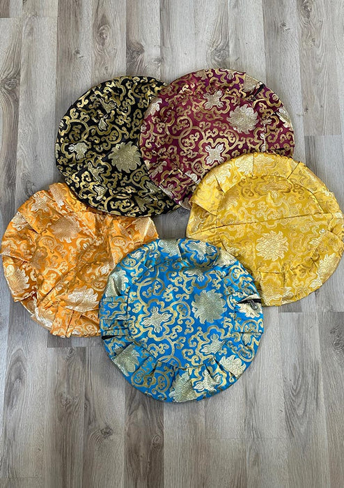 Blossom Zafu Meditation Cushion Cover Yellow Brocade