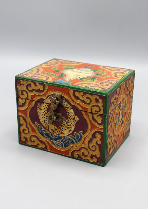 Tibetan Lucky Symbols Conch Decorative Wooden Box