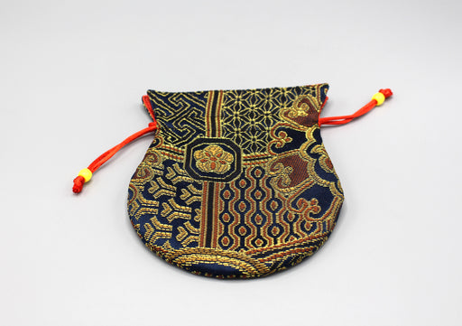 Navy Blue Brocade Prayer Mala Bag - nepacrafts