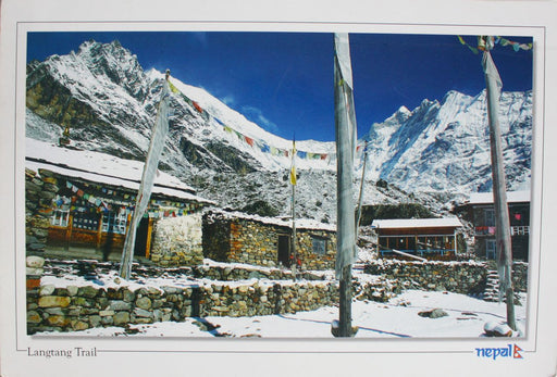 Prayer Flags in Kanjing Village,Lantang Nepal Postcard - nepacrafts