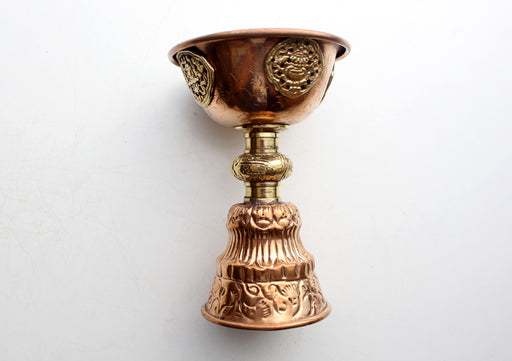 Tibetan Buddhist Offering Copper Butter Lamp - nepacrafts