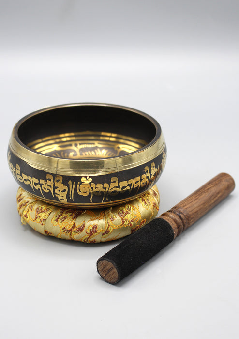 Meditating Buddhas Embossed Singing Bowl