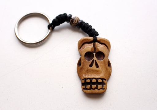 Skull Head Key chain Ring Skeleton Head Brown Bone Biker Head Death Skulls - nepacrafts