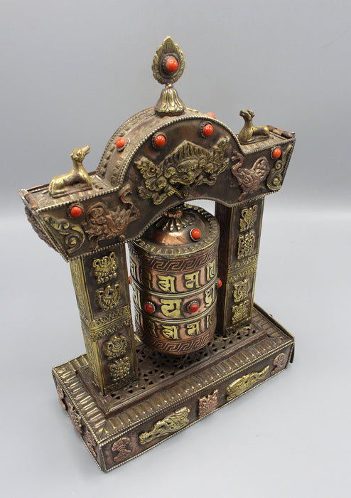 Tibetan Potala Gate Frame Om Mani Prayer Wheel