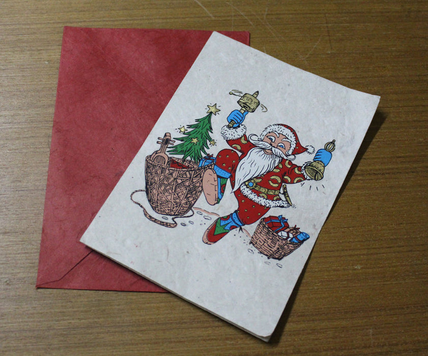 Santa Claus in Nepalese Attire Christmas Greeting Cards - nepacrafts