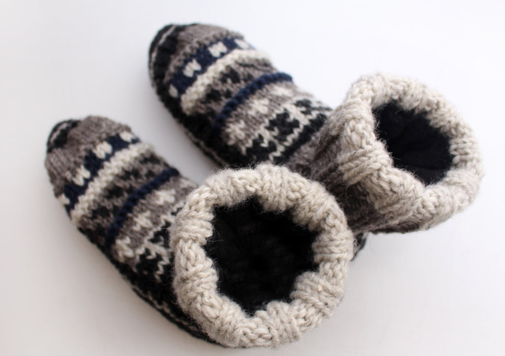 Brown and Black Multicolor Woolen Bed Slipper Boots - nepacrafts