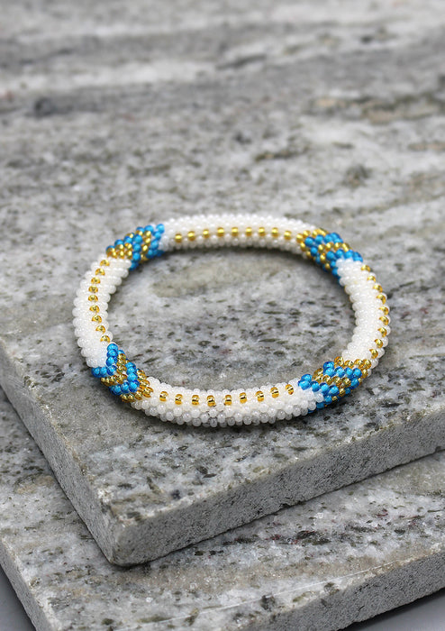 Gold and white Diamond Glass Beads Bracelet