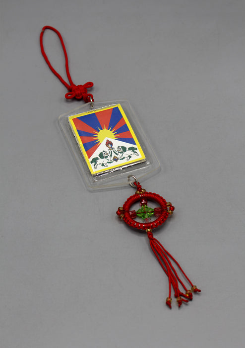 Dalai Lama and Tibet Flag Printed Car Hanging Protection Amulet