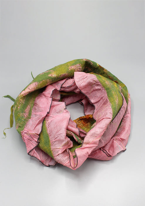 Light Pink and Green Eco Friendly Felt Wool Scarf