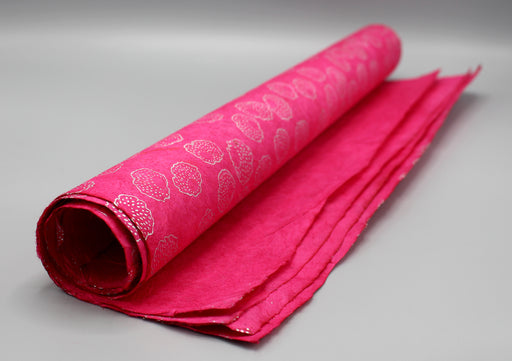 Raspberry Printed Pink Lokta Paper Gift Wrapper - nepacrafts