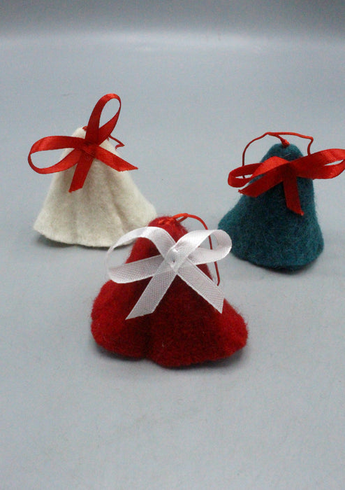 Christmas Bells Felt Hanging Ornaments - Set of Three