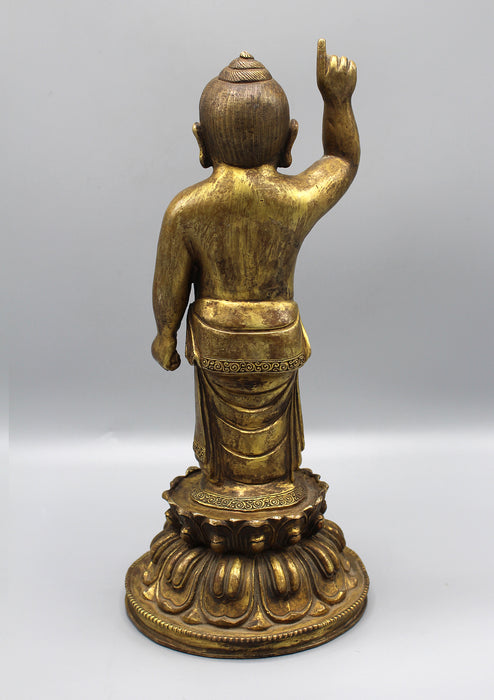 Gold Plated Baby Buddha Standing Statue - nepacrafts