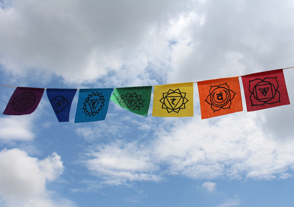 Seven Chakra Symbol Cotton Prayer Flags - nepacrafts