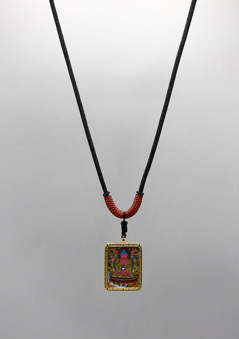 Hand Painted Mini Amitabha Buddha Thangka Amulet Pendant