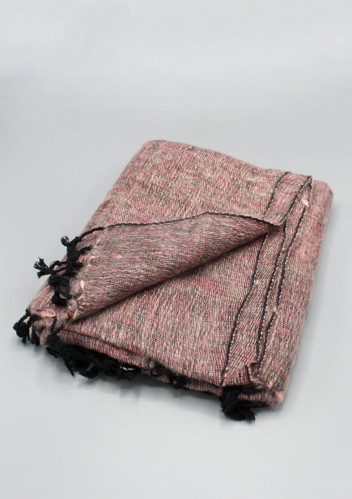 Himalayan Gray Pink Yak Wool Shawl Handmade in Nepal