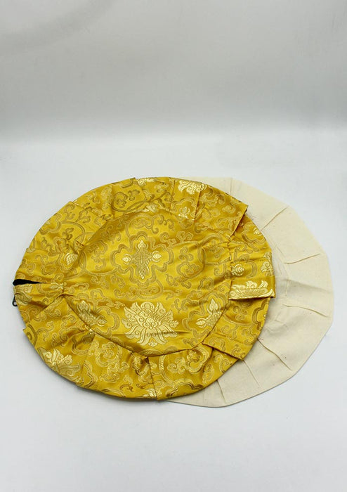 Blossom Zafu Meditation Cushion Cover Yellow Brocade