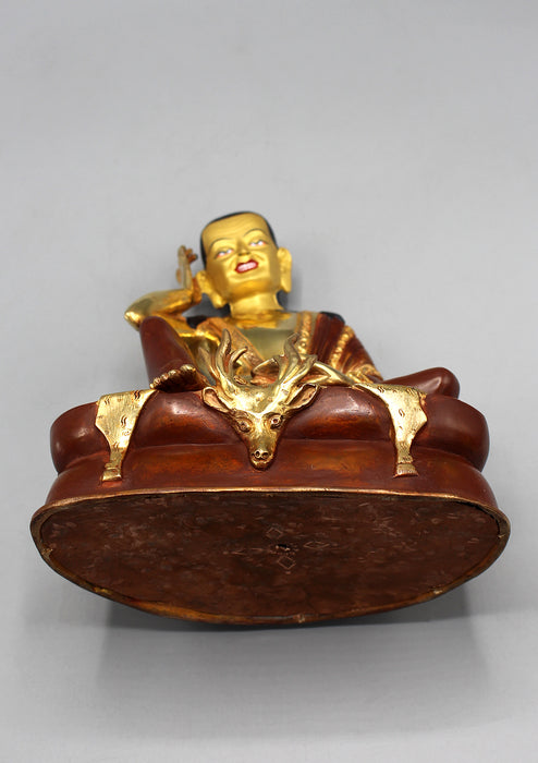 Partly Gold Plated Copper Milarepa Statue