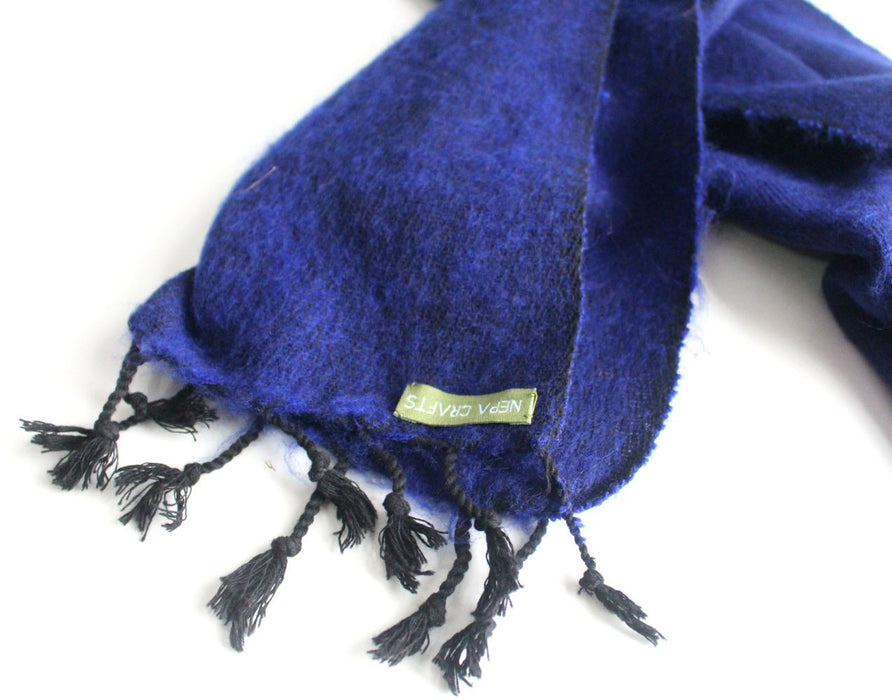 Traditionally Hand Loomed Dark Blue Woolen Muffler - nepacrafts