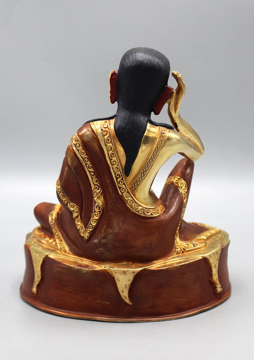 Partly Gold Plated Copper Milarepa Statue