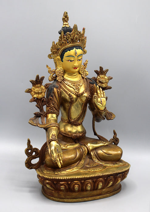 Partly Gold Plated Magical White Tara Statue