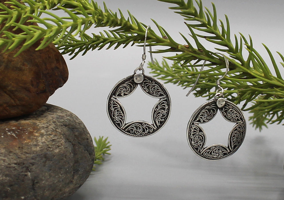 Star Filigree Sterling Silver Earrings - nepacrafts