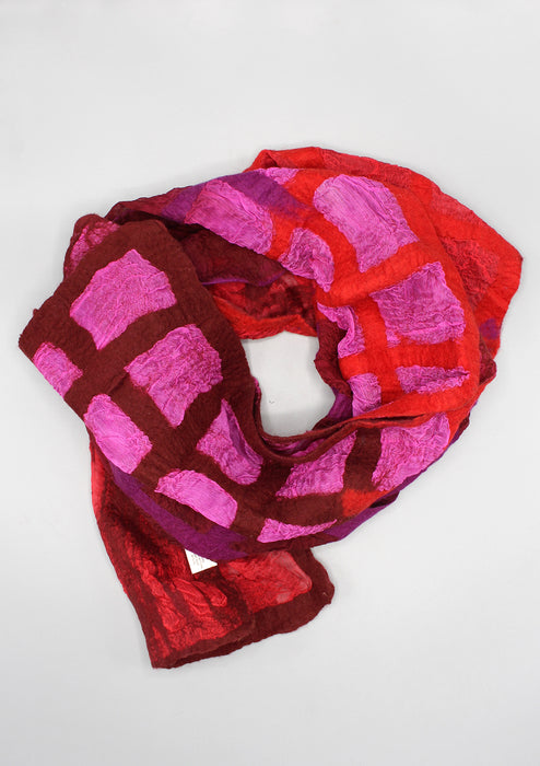 Maroon and Pink Mix Hand Felted Scarf