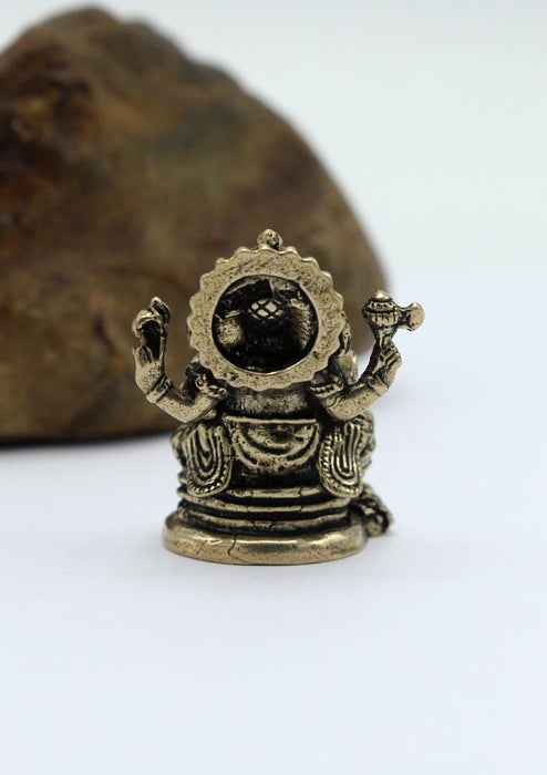 4 Armed Mini Brass Ganesha  Statue