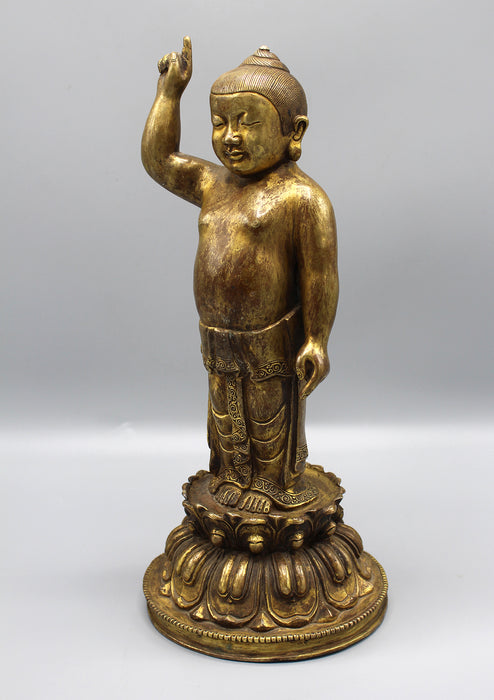 Gold Plated Baby Buddha Standing Statue - nepacrafts