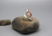 Coral Inlaid Sterling Silver Wide Finger Ring - nepacrafts