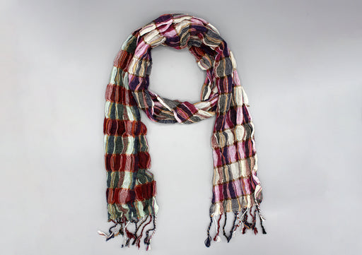 Purple White Multicolor Jari Scarf - nepacrafts